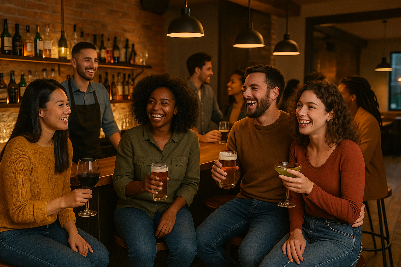 people hanging out at bar